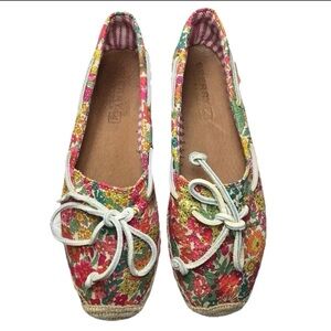 Sperry Katama Pink Liberty Floral Print Espadrille Canvas Boat Shoes Women’s 9M